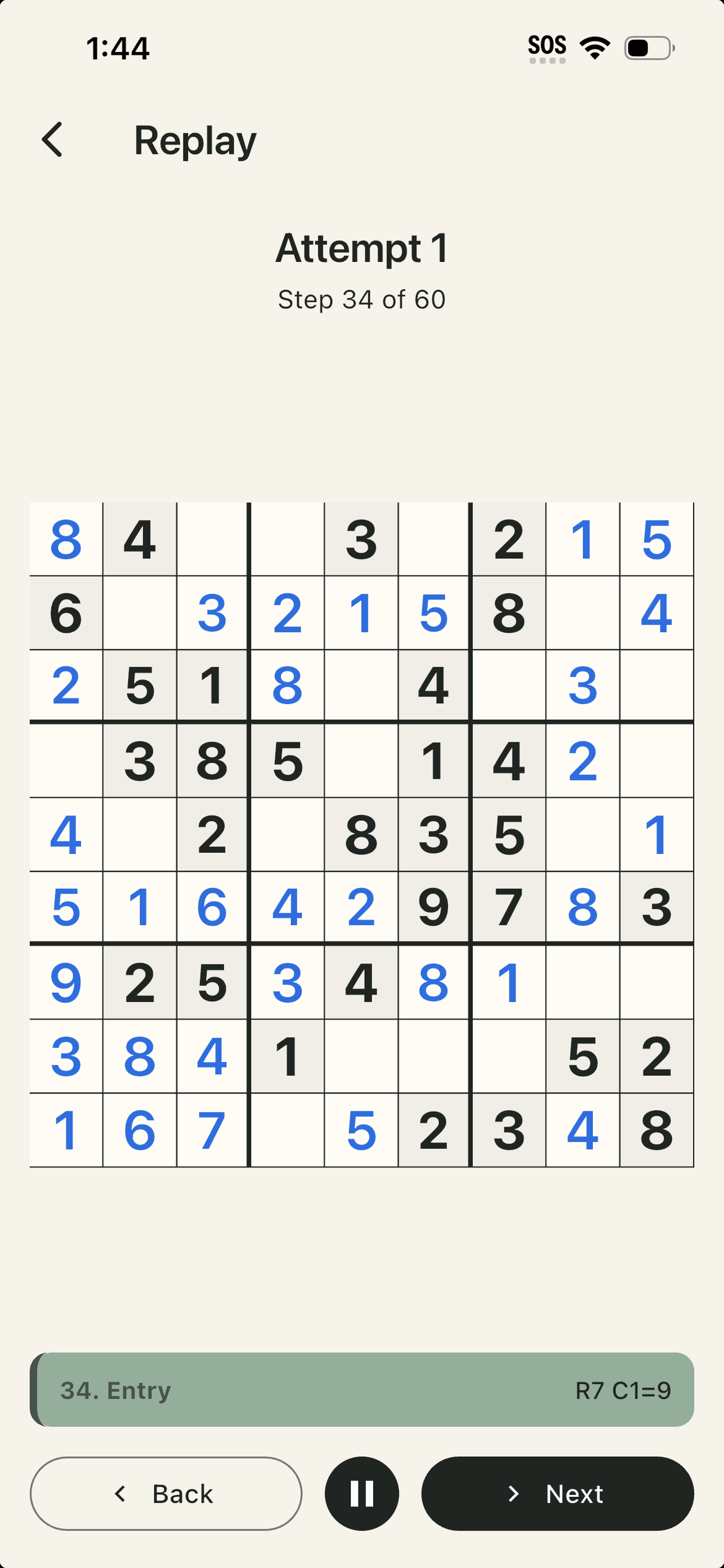 Orbace Sudoku Su-Pu replay on iPhone