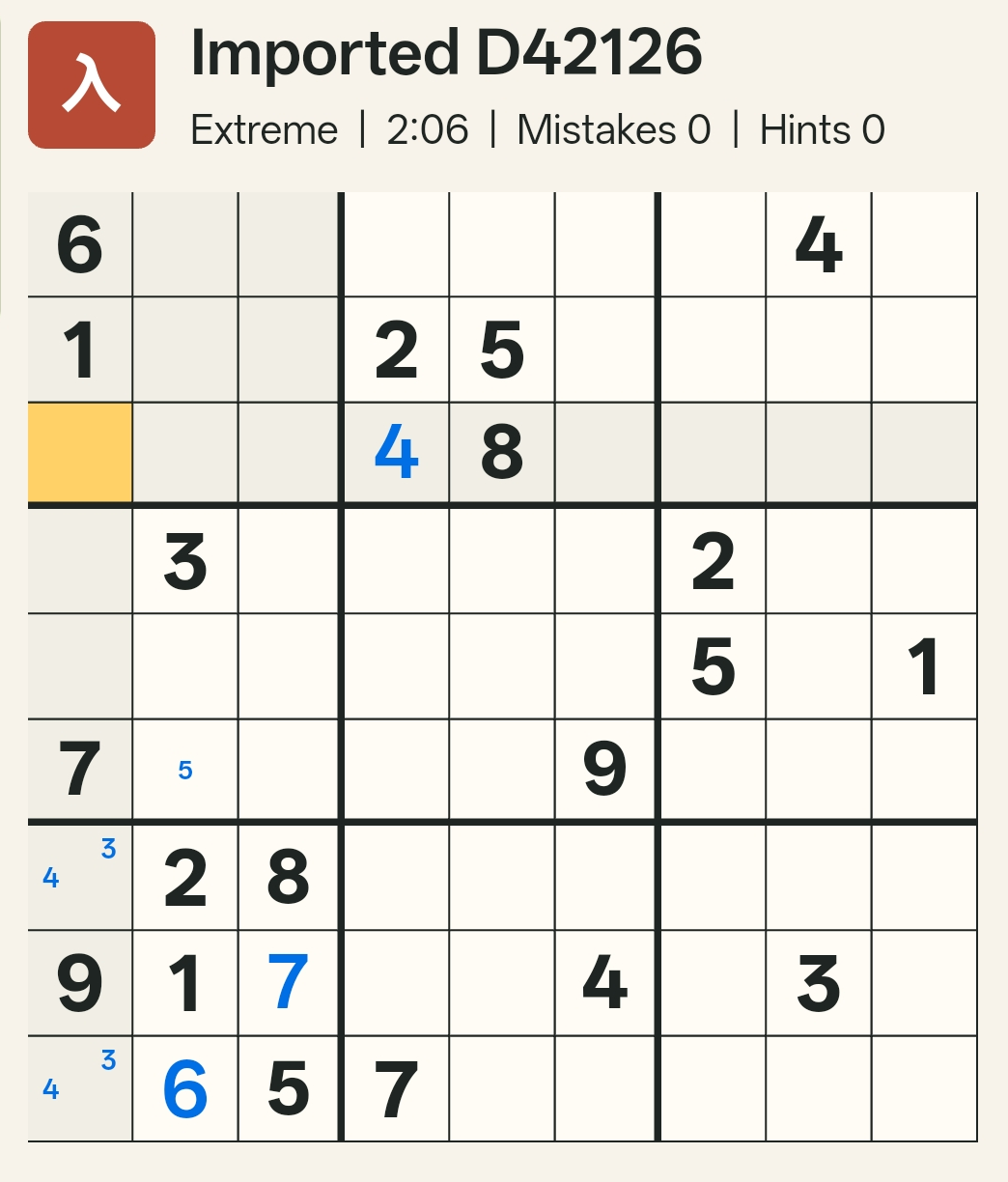 The grid mid-chain, with several forced placements visible