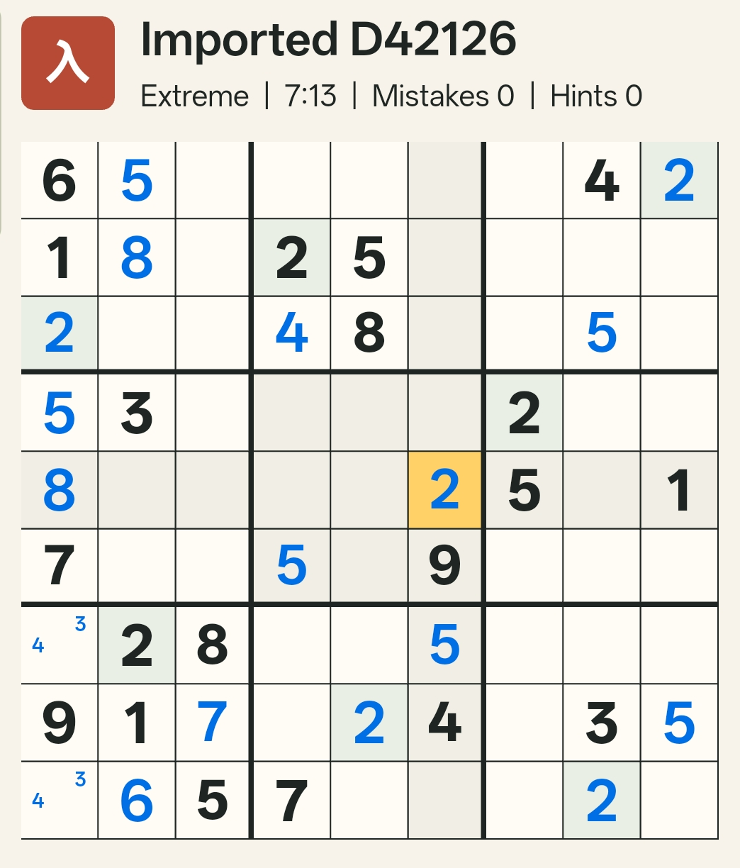 The completed grid