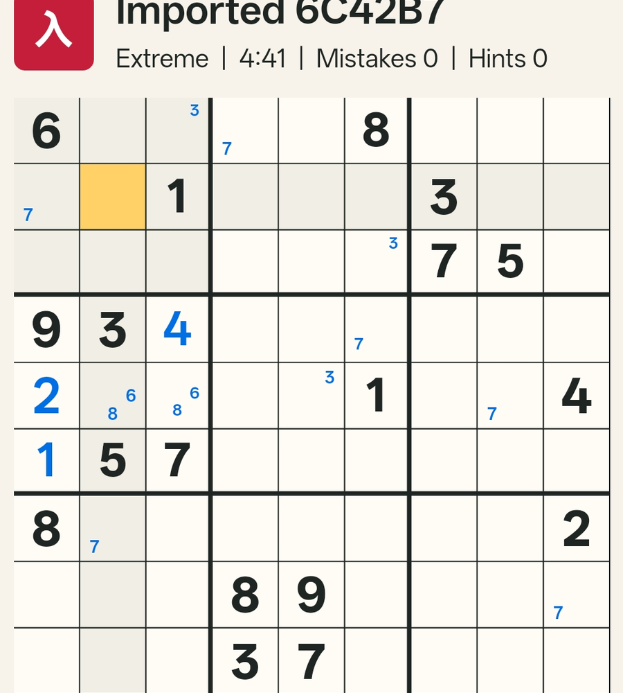 No valid placement for 5 in Box 1 after assuming R8C9
