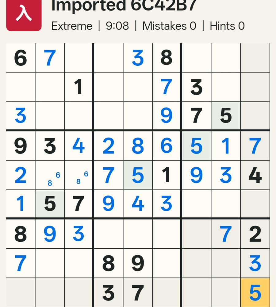 The completed grid