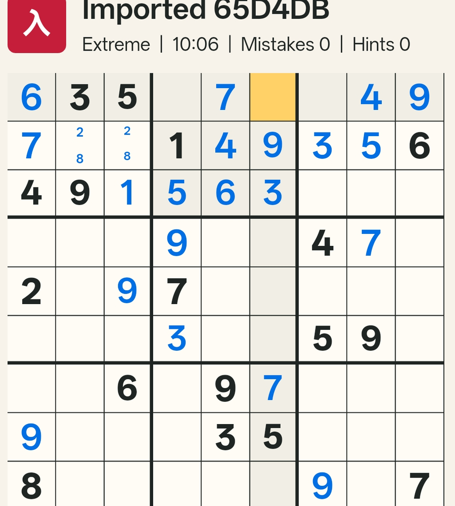 Completed grid
