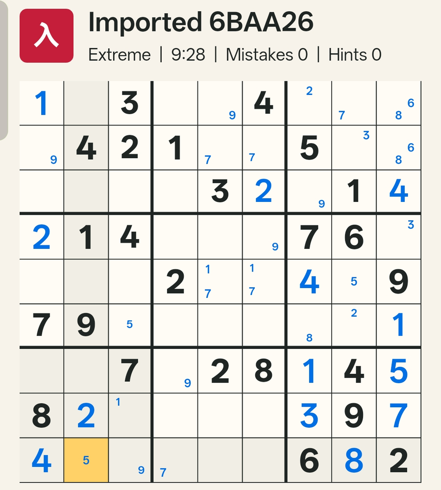 The grid showing the confirmed placement of 7 in Box 8, unlocking further progress in Box 7.
